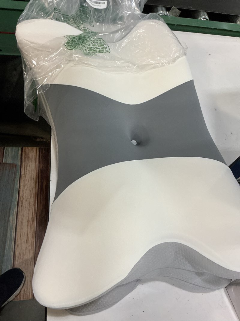 Condition photo showing Good Condition for cervical neck pillow for pain relief - ergonomic pillow memory foam pillows for sleeping, cooling orthopedic neck support pillow, contour cervical pillow bed pillow for back stomach sleepers white & grey