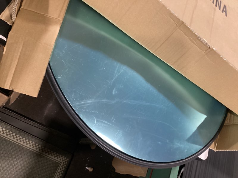 Condition photo showing As Is for convex traffic mirror - 32'' outdoor and indoor driveway & security parabolic safety mirror, acrylic convex mirrors for garage, retail stores, warehouses, office and high-traffic areas