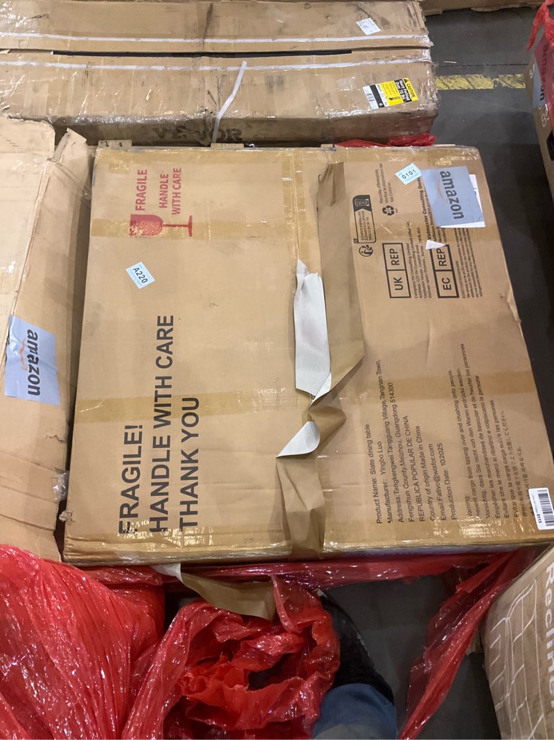 Condition photo showing Good Condition for Wisfor Square Kitchen Dining Table: Sintered Stone Dining Room Table Modern Coffee Table Marble Table with Stable Metal for Kitchen Living Room Office Patio Seaside, 31.5x31.5x29.92 inch Jade White 31.5in