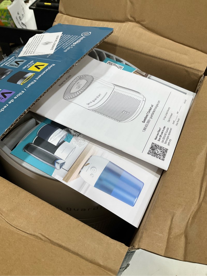 Condition photo showing Good Condition for germguardian airsafe+ hepa air purifier for home, large rooms up to 1043 sq. ft. with hepa air filter, uv-c light & air quality sensor, ac3000w, white airsafe+ intelligent air purifier with uv-c light - white