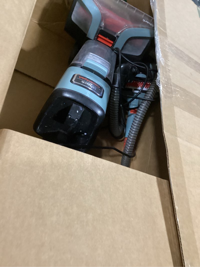 Condition photo showing As Is for Shark CarpetXpert Upright Carpet, Area Rug & Upholstery Cleaner, Built-In Spot & Stain Remover & XL Tool, Perfect for Pets, Carpet Shampooer, 3 Cleaning Tools, Cleaning Solution, Slate Green, EX151 CarpetXpert Spot & Stain