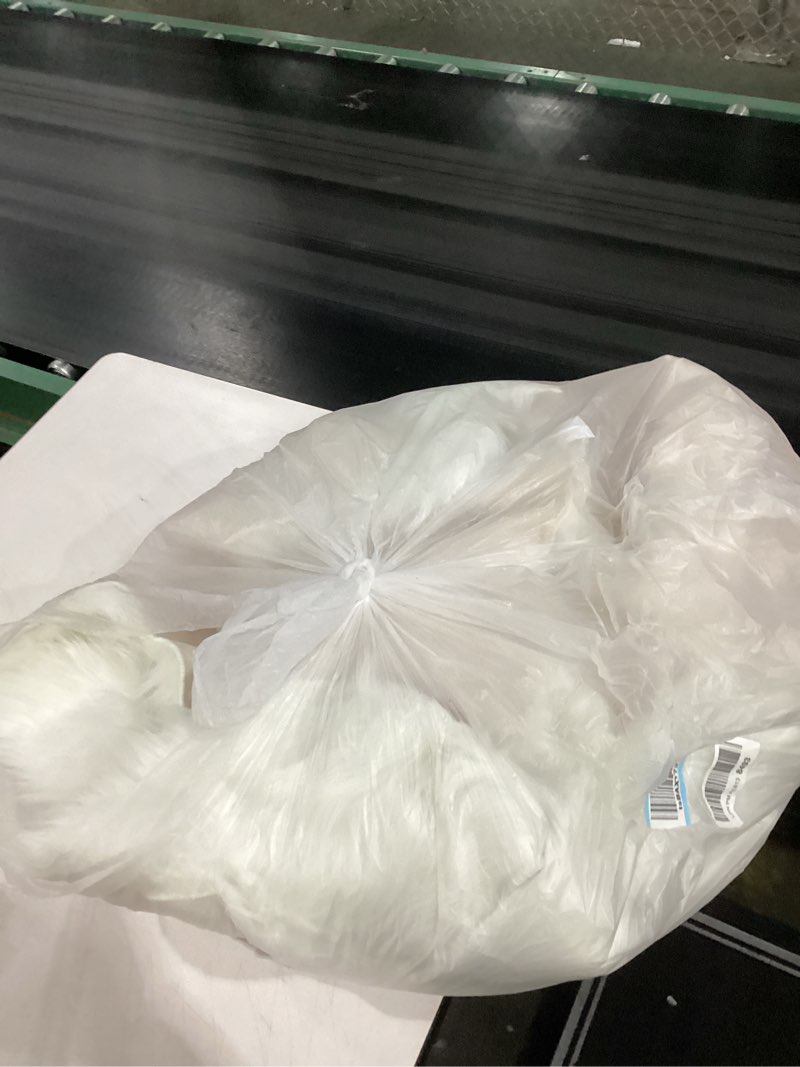 Condition photo showing As Is for furry fuzzy white area rug