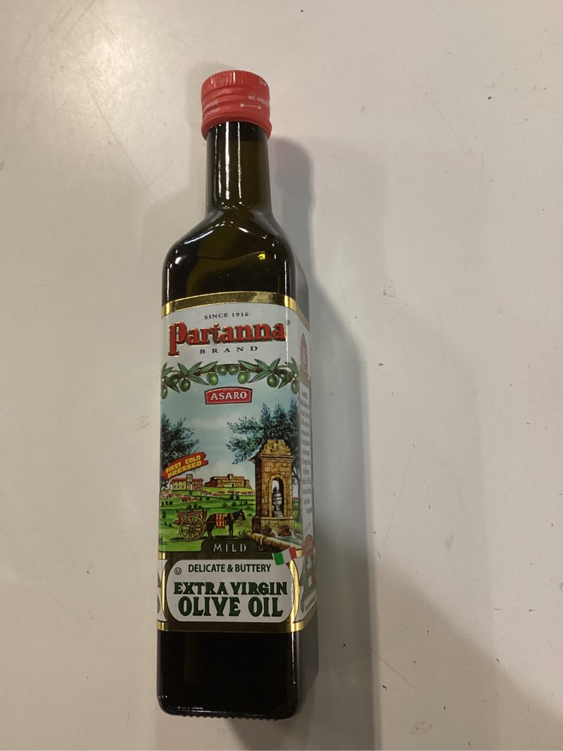 Condition photo showing New/Like New for partanna everyday mild extra virgin olive oil - premium castelvetrano olive oil - harvested in sicily - pure authentic italian - rich in flavor - first cold pressed - 16.9oz (500 ml) glass
