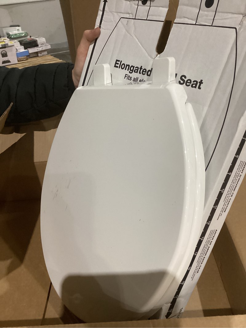 Condition photo showing As Is for KOHLER K-4774-0 Brevia Elongated White Toilet Seat with Quick-Release Hinges And Quick-Attach Hardware For Easy Clean, White