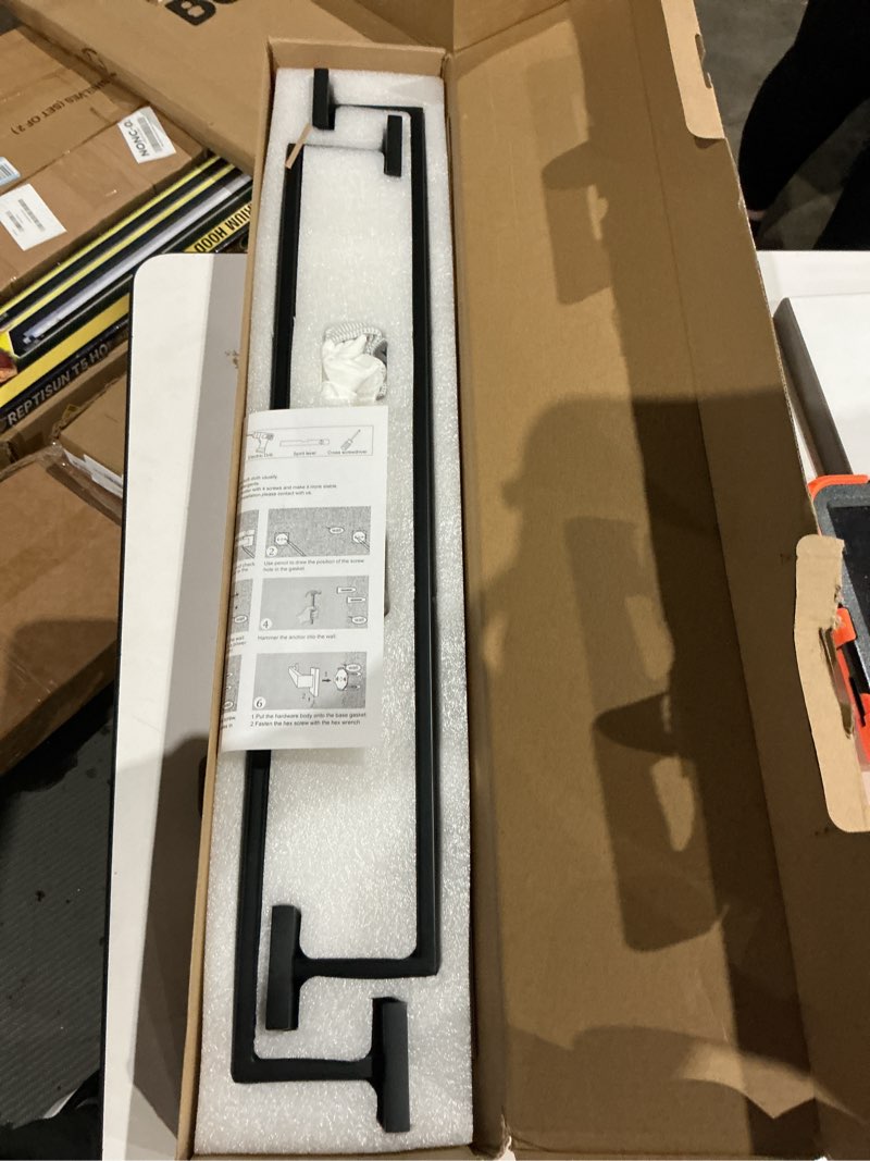 Condition photo showing Good Condition for lanc 2 pack bath towel bars, matte black 24-inch bathroom towel rail square towel racks kitchen towel holders, stainless steel wall mount towel hanger towel rods,a8804-6mb 2 pack 24" matte black