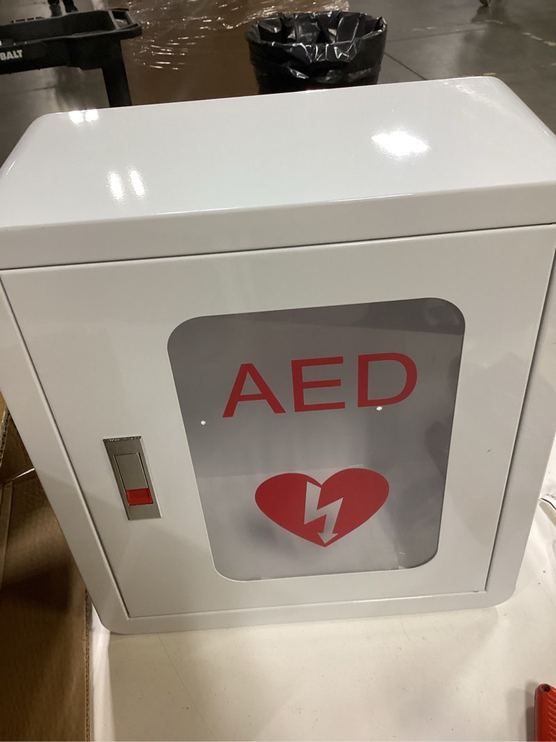 Condition photo showing Good Condition for aed defibrillator cabinet, wall mounted aed medicine cabinet with lock fits various aed defibrillator 12.8 x 6.7 x 16.1 inch