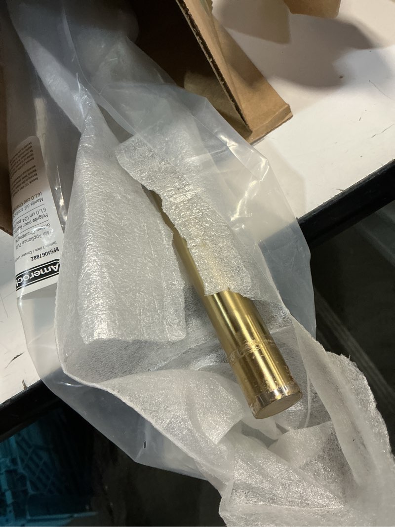Condition photo showing As Is for amerock bp54067bbz | golden champagne appliance pull | 24 inch (610mm) center-to-center cabinet handle | winsome | furniture hardware 24 inch (610mm) center-to-center golden champagne