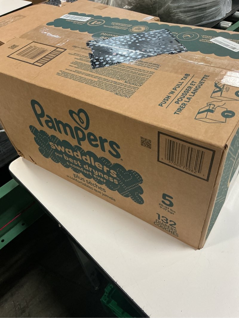Condition photo showing New/Like New for pampers swaddlers diapers, size 5 (20-37 lbs), 132 count, absorbent, keeps baby dry and comfortable, skin safe disposable baby diaper (packaging may vary) size 5 132