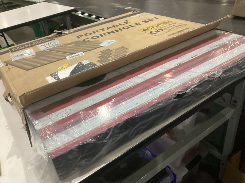 Condition photo showing Good Condition for portable cornhole board set - premium mdf wood corn hole game with 8 regulation bean bags, for backyard, camping, and outdoor tailgating - choose 3x2' tailgate or 4x2' regulation size