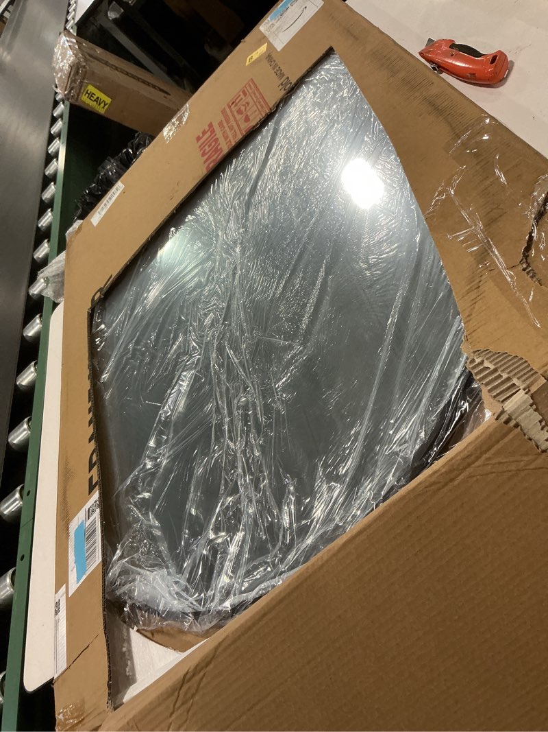 Condition photo showing Good Condition for Delma Arched Bathroom Mirror, 26"x38" Wall Mounted Vanity Mirror for Bedroom, Living Room and Entryway, Black Black 38"L x 26"W