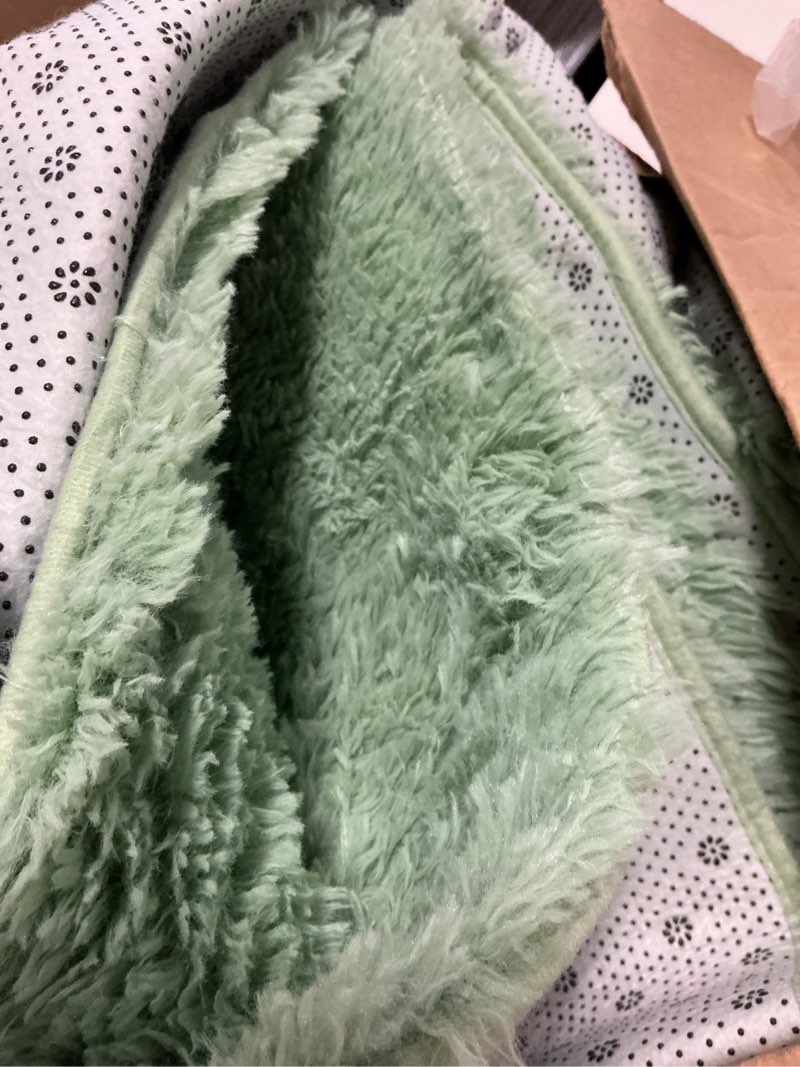 Condition photo showing As Is for Sage Green Area Rug 6x9 Large Rugs for Living Room Bedroom, Fluffy Cute Rug Modern Carpets for Kids Room, Non-Skid Rectangular Indoor Rug for Girls Boys Playroom Nursery Room Home Decor 6' x 9' (Rectangular) A-sage-green
