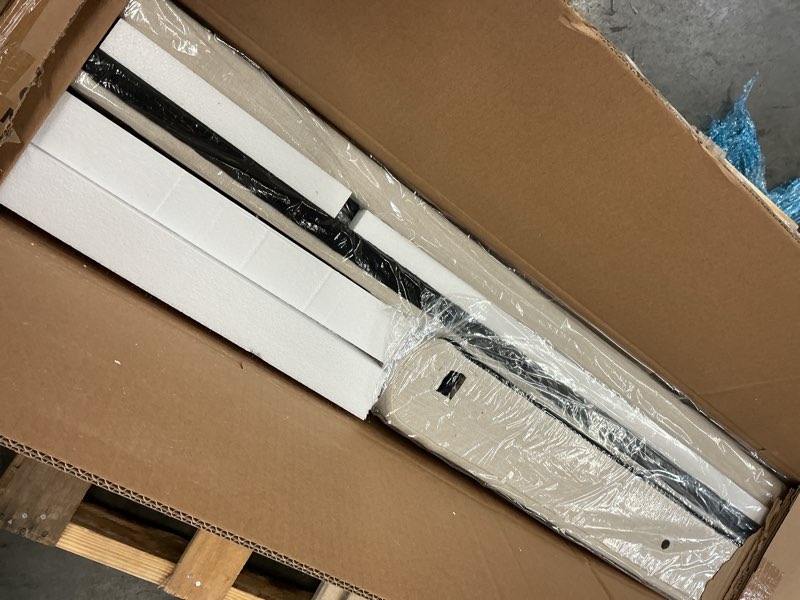 Condition photo showing As Is for Beige upholstered queen bed (incomplete box 2/2)