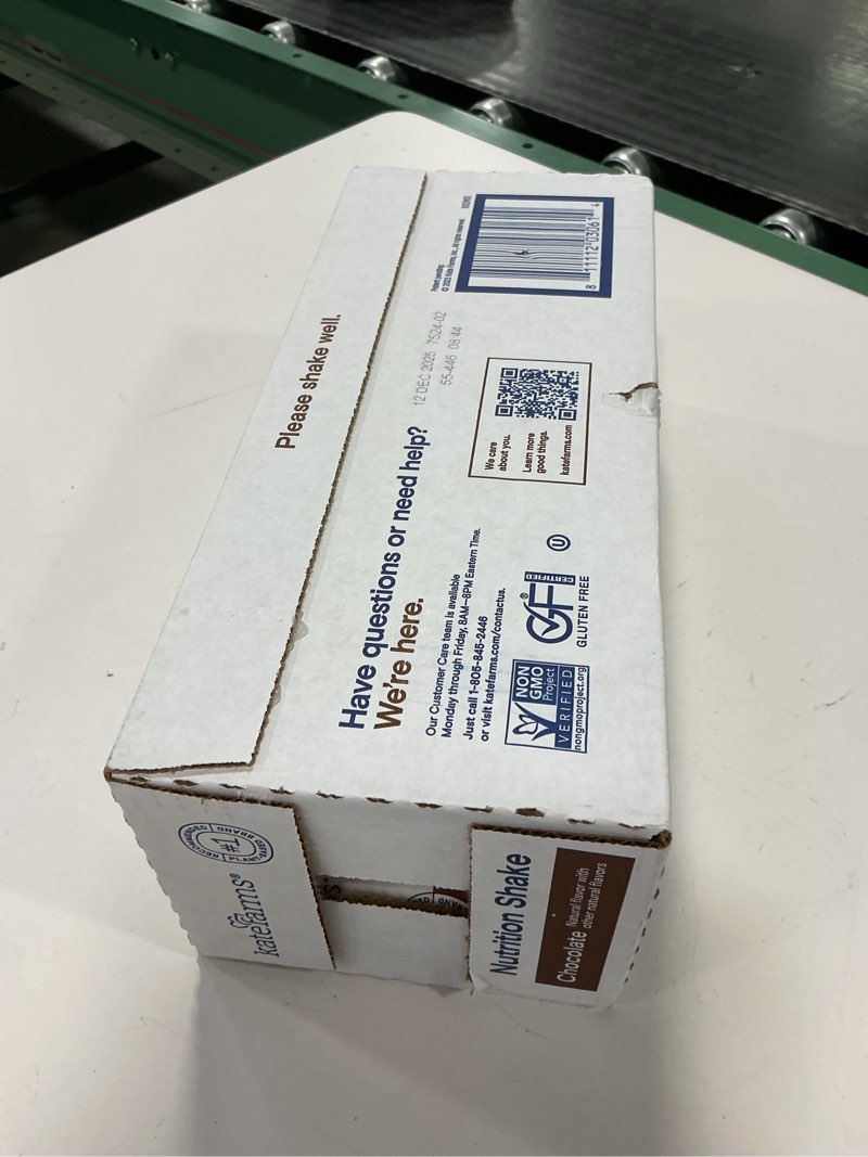 Condition photo showing New/Like New for (Best by 12/DEC/2025) KATE FARMS Organic Nutrition Shake, Chocolate, 16g Protein, 27 Vitamins and Minerals, Protein Meal Replacement Drink, Protein Shake, 11 oz (12 Pack) Chocolate 11 Fl Oz (Pack of 12)