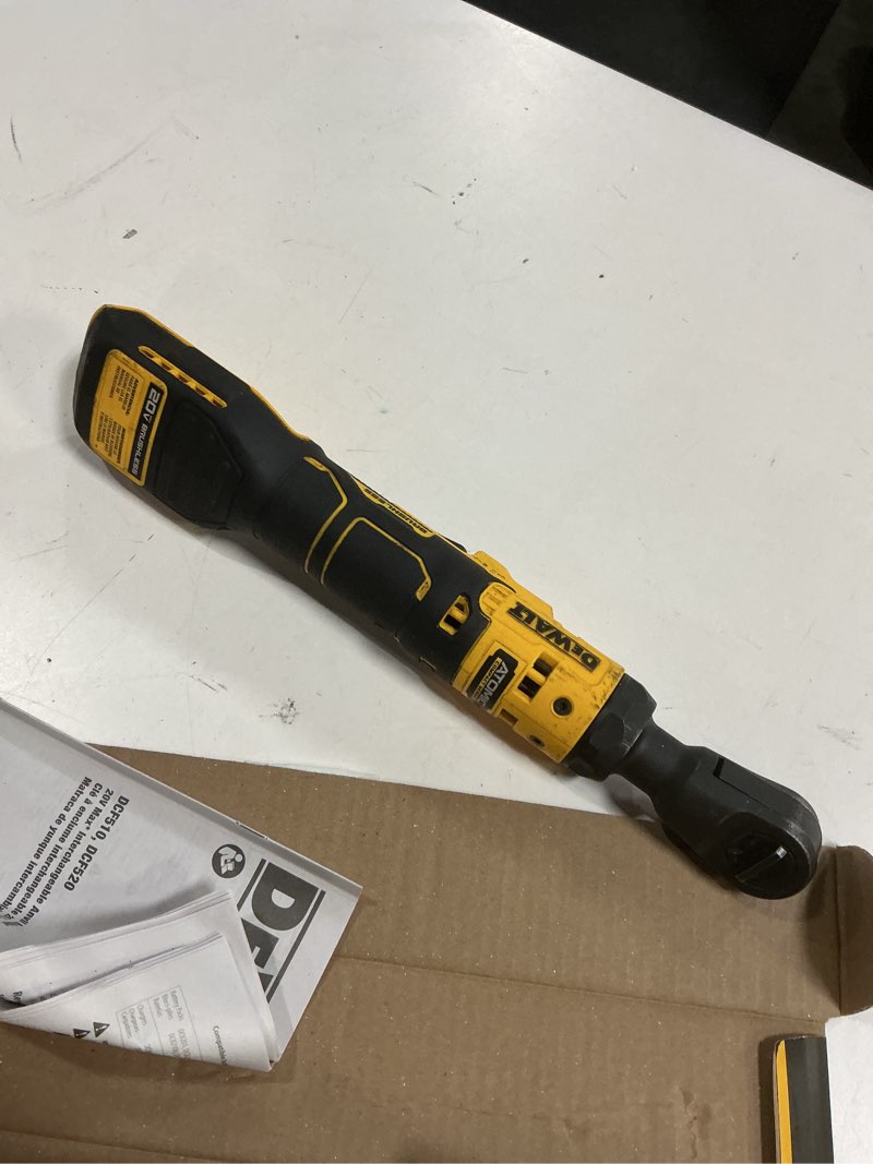Condition photo showing As Is for dewalt 20v max* xr brushless 1/4 in. & 3/8 in. sealed head ratchet (tool only) (dcf520b)