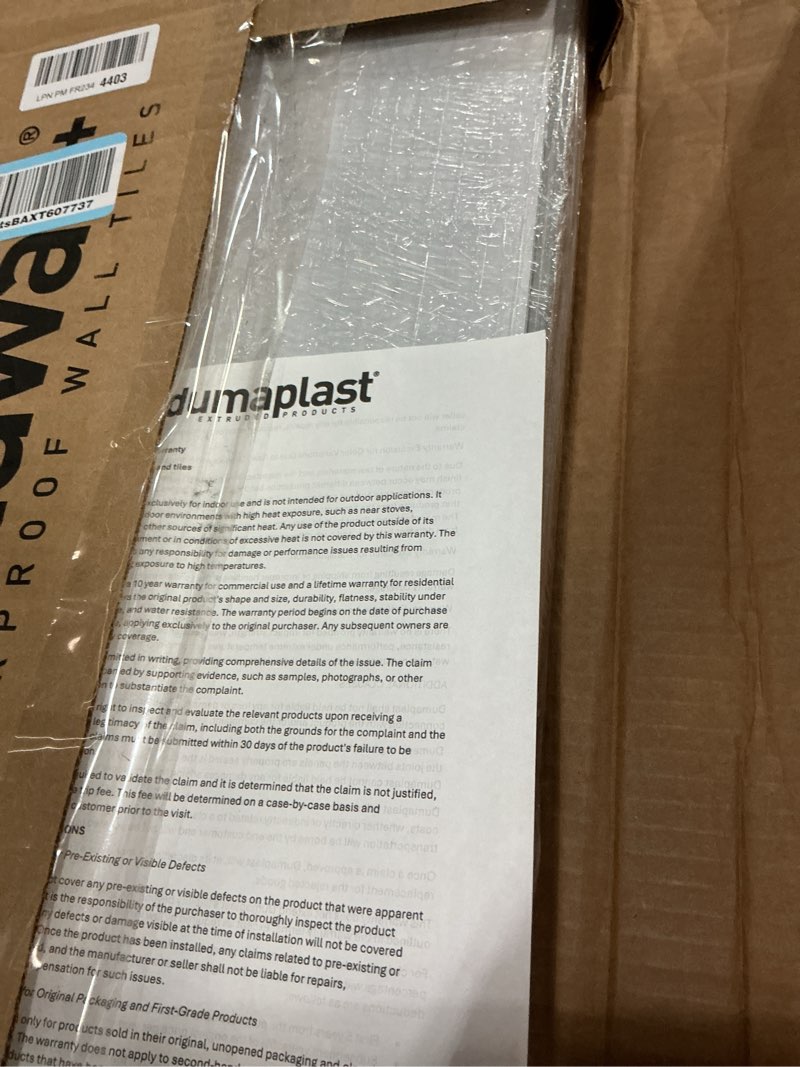 Condition photo showing Good Condition for Dumawall+ Waterproof Wall Tiles, Easy-to-Install, Tongue & Groove System, UV Resistant, Strong & Durable | No Grouting, Cut with Hand Tools, Santorini Marble (8 Pack) Santorini Marble 8 Pack: 11.81" x 23.62"