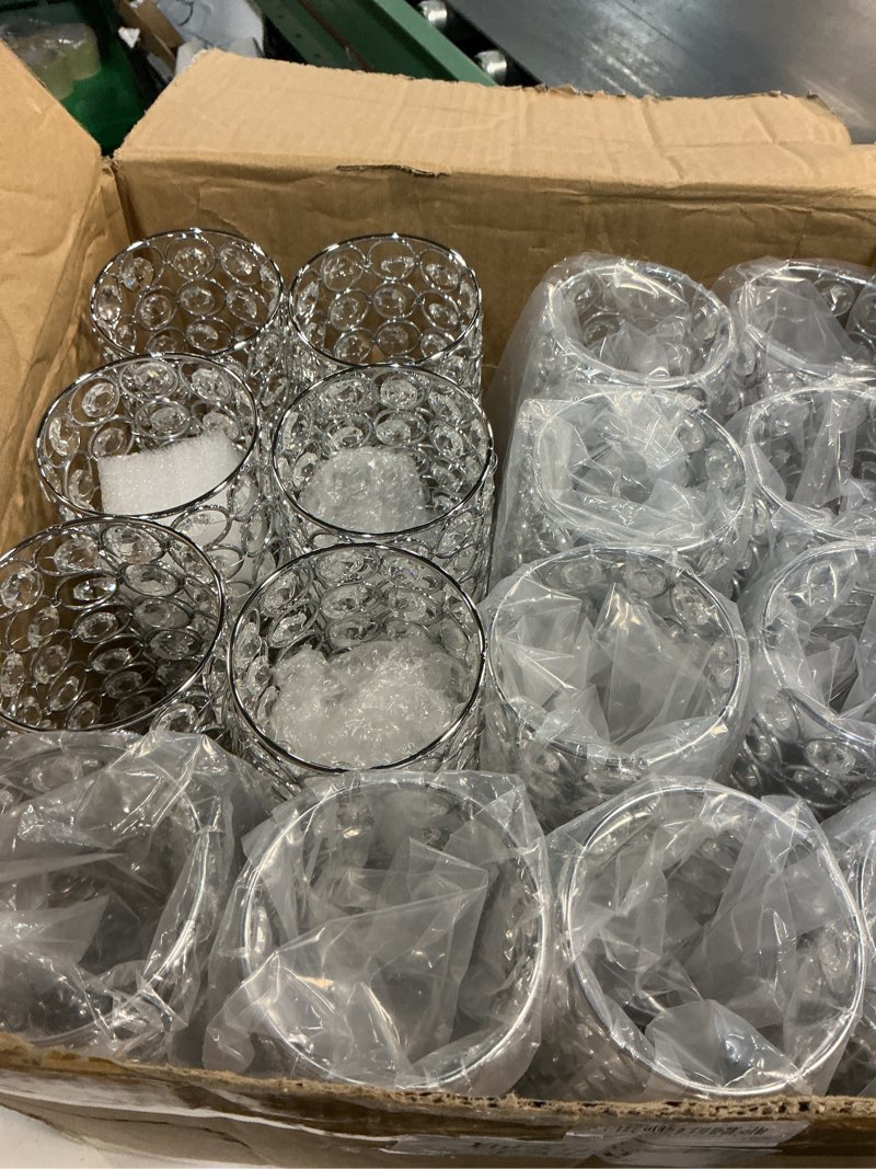 Condition photo showing Good Condition for dandat 16 pcs crystal flower vase and pillar candle holder set 10.24 inch wedding cylinder flower vases stand table centerpieces candle holders for table room home wedding party events decor(silver)