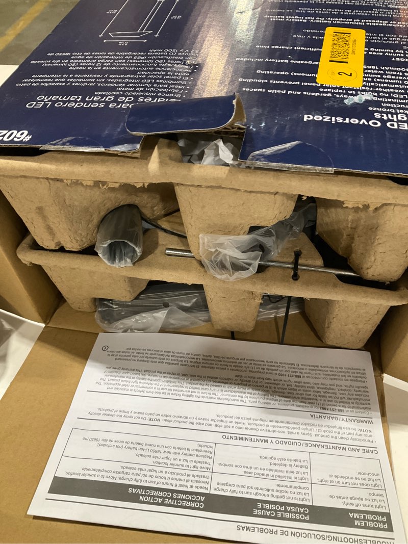 Condition photo showing As Is for harbor breeze 2 -pack 90 -lumens brushed bronze solar led outdoor path light