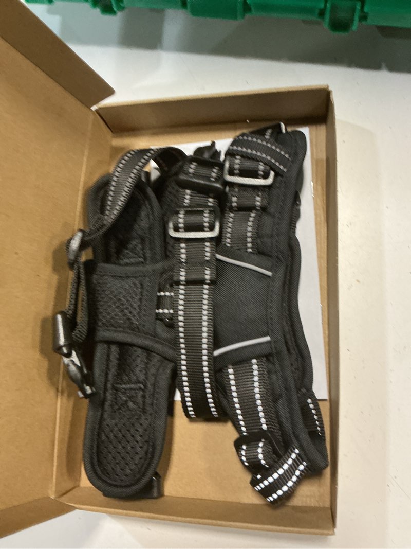 Condition photo showing Good Condition for phoepet no pull dog harness medium reflective front clip vest with handle,adjustable 2 metal rings 3 buckles,[easy to put on & take off](m, black) medium black