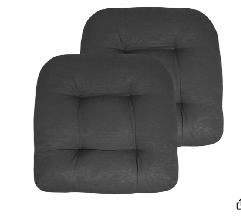 Sweet Home Collection™ Patio Cushions Indoor/Outdoor Reversible Chair Pads Tufted 19\\\" x 19\\\" black 