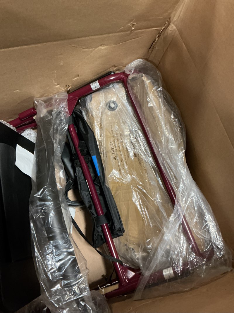 Condition photo showing Good Condition for Medline Large Steel Bariatric Rollator Walker with Adjustable Handles, Padded Seat & Backrest, Burgundy, 500 lb. Weight Capacity, Foldable, Under Seat Storage, 8" Wheels, For Seniors & Adults Burgundy Steel