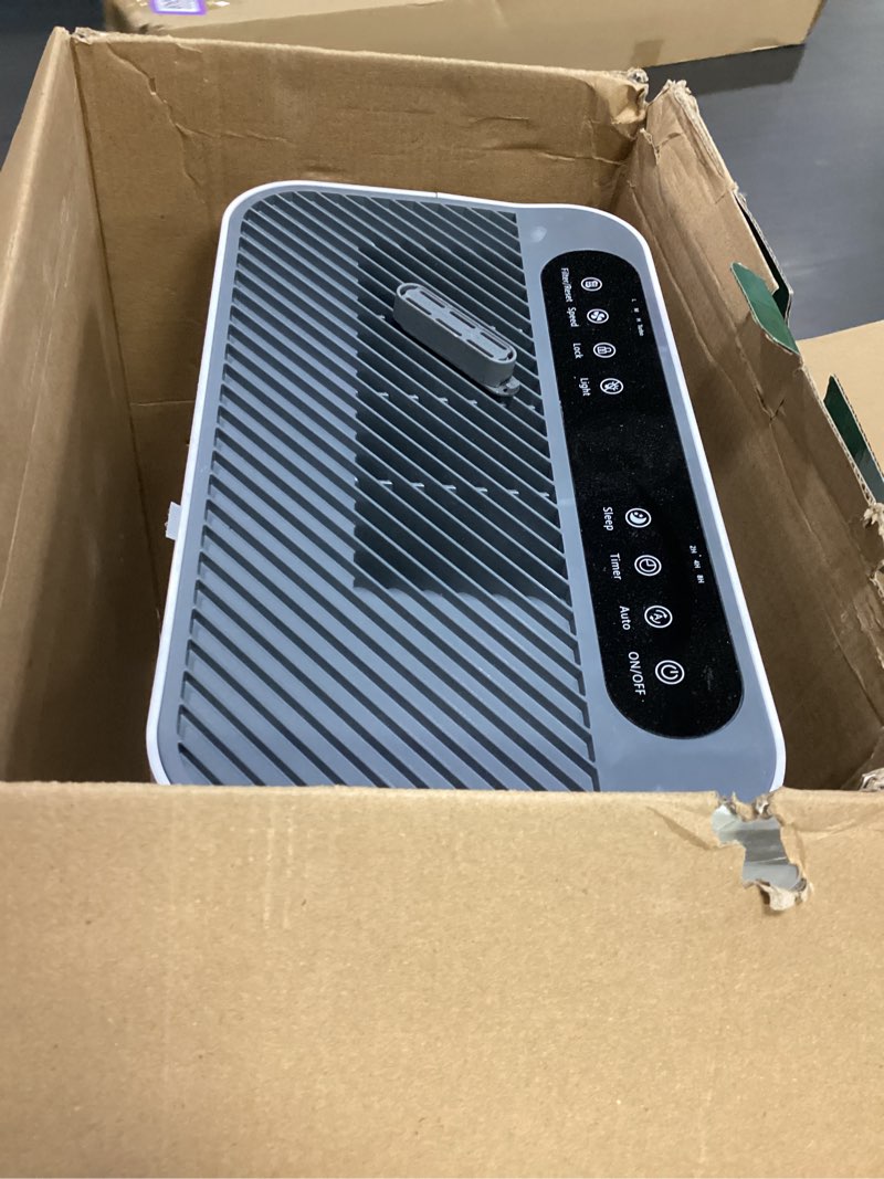 Condition photo showing As Is for air purifiers for home large room up to 3000sq.ft, dbfit hepa double-sided air purifier with washable filter, pm 2.5 display air quality sensor, air cleaner for bedroom, dorm room, pets, office, ap300 white