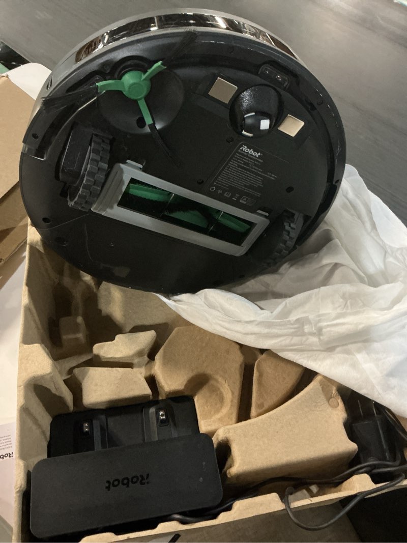 Condition photo showing As Is for iRobot Roomba Robot Vacuum and Mop Combo (Y0140) - Vacuums & mops, Easy to use, Power-Lifting Suction, Multi-Surface Floors, Smart Navigation, Cleans in Neat Rows, Self-Charging, Bagless, Space-Saving Roomba Y0140