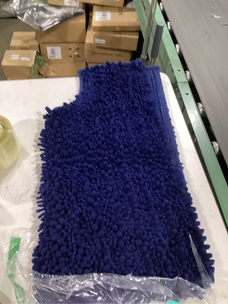 Condition photo showing Good Condition for toilet rug 24x24 inch - navy blue u-shaped bathroom floor mat, soft shaggy plush absorbent chenille contour rug, non-slip washable pedestal base rug navy 2' x 2' (24''x24'' toilet rug)