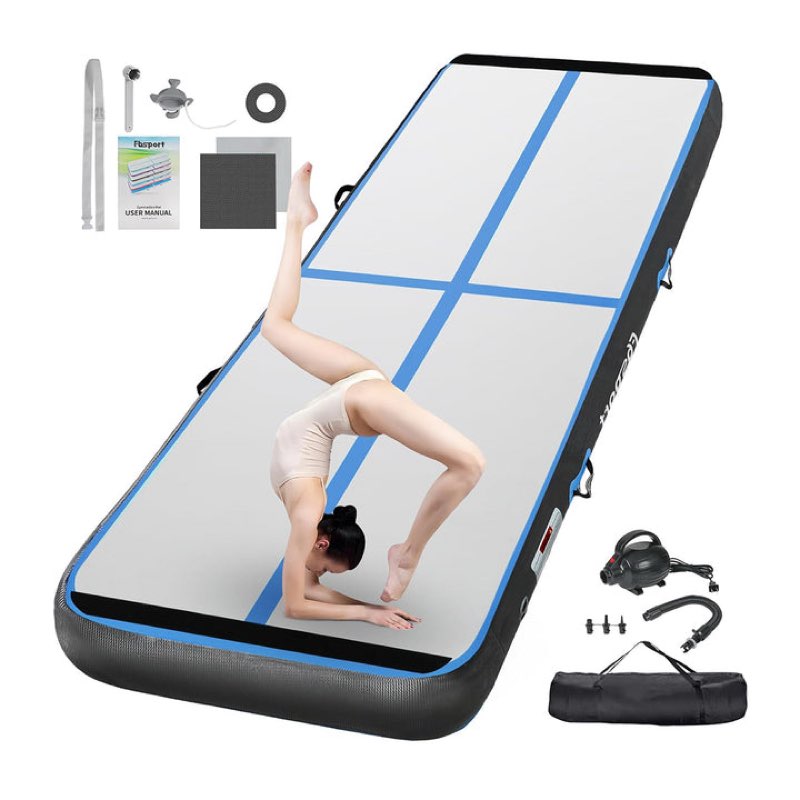 FBSPORT 26ft Inflatable Air Gymnastics Mat Training Mats 4 inches Thickness Gymnastics Tracks for Ho