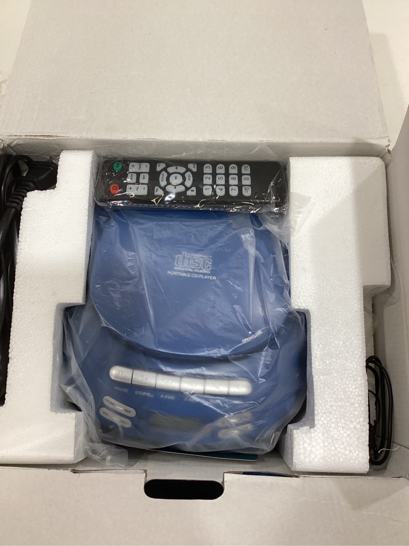 Condition photo showing As Is for Greadio Boombox CD Player Cassette Player Combo, Boom Box Portable CD Players for Home with Bluetooth, Support AM FM Radio/Remote Control/AUX/USB/Earphone, AC/Battery Operated, LCD Display (Blue)