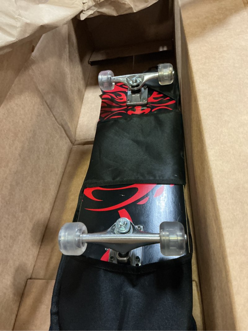 Condition photo showing As Is for chromewheels 31 inch skateboard double kick skate board cruiser longboard 8 layer maple deck skateboards for kids and beginners red
