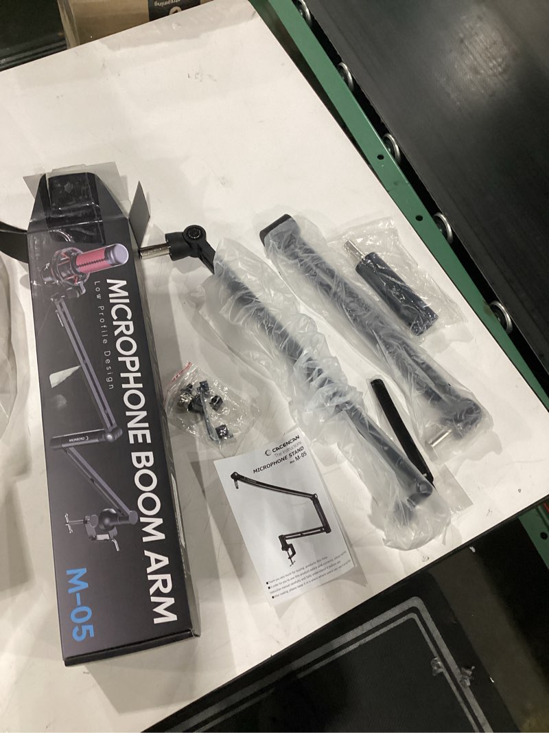 Condition photo showing As Is for MISSING PARTS AS IS MISSING MOUNTING HARDWARE ARM ONLY NO CLAMP M05 Boom Arm, 360° Rotatable Microphone Stand with Desk Mount, Foldable Desk Mic Arm with 3/8'' to 5/8'' Screw Adapter, Microphone Arm for Live Streaming, Gaming, Podcasting, Radio Mic Black