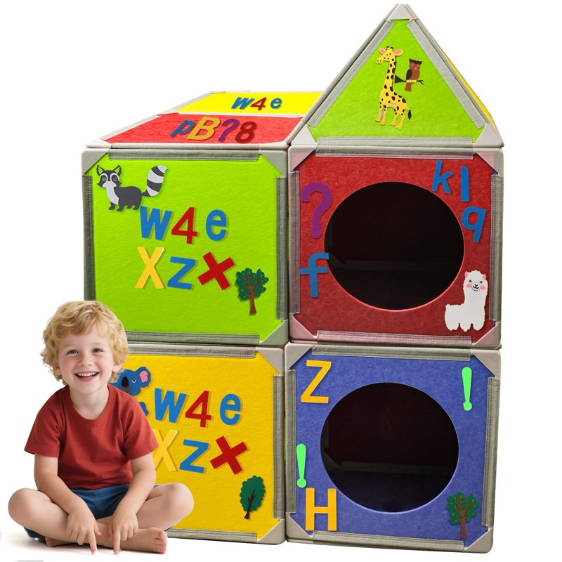 MageForts Magnetic Fort Building Panels – 16PCS Upgraded Felt Panels with Alphabet, Number & Animal 