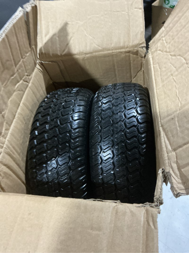 Condition photo showing Good Condition for puncture-proof lawn mower tires and wheels, 2-pack zero-turn replacement lawn mower tires, 11x4-5 solid tractor lawn tire with rim and hub