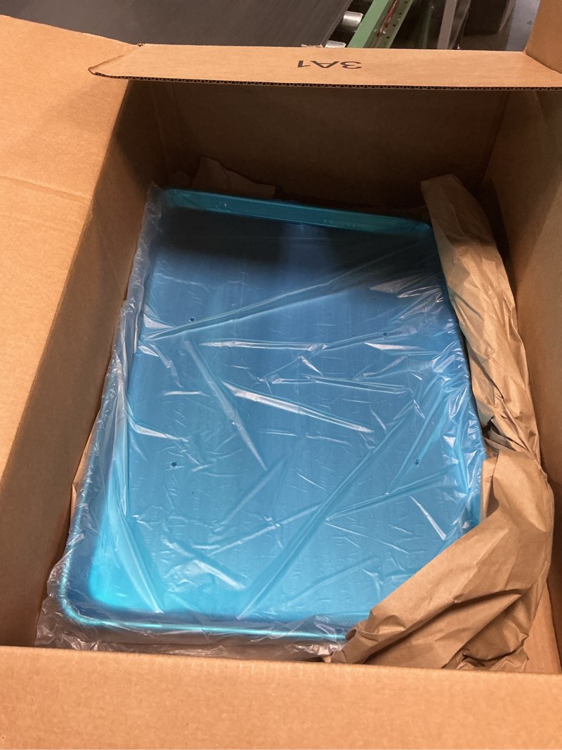 Condition photo showing New/Like New for chef approved 26" wide aluminum sheet pan | full size heavy weight baking bun for restaurant | closed bead, 26"w x 18"d x 1.13"h, 16-gauge (commercial oven use only, does not fit residential oven)
