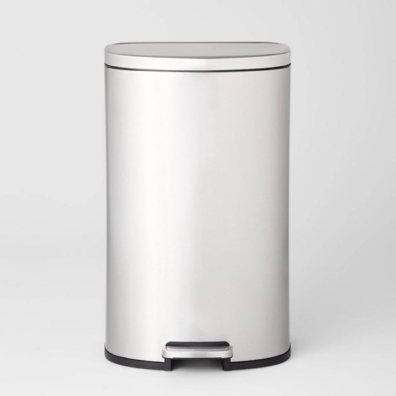 45L D Shape Step Trash Can - Brightroom™: Stainless Steel, 13 Gallon, Kitchen Garbage Can, Smooth Finish, Indoor Use