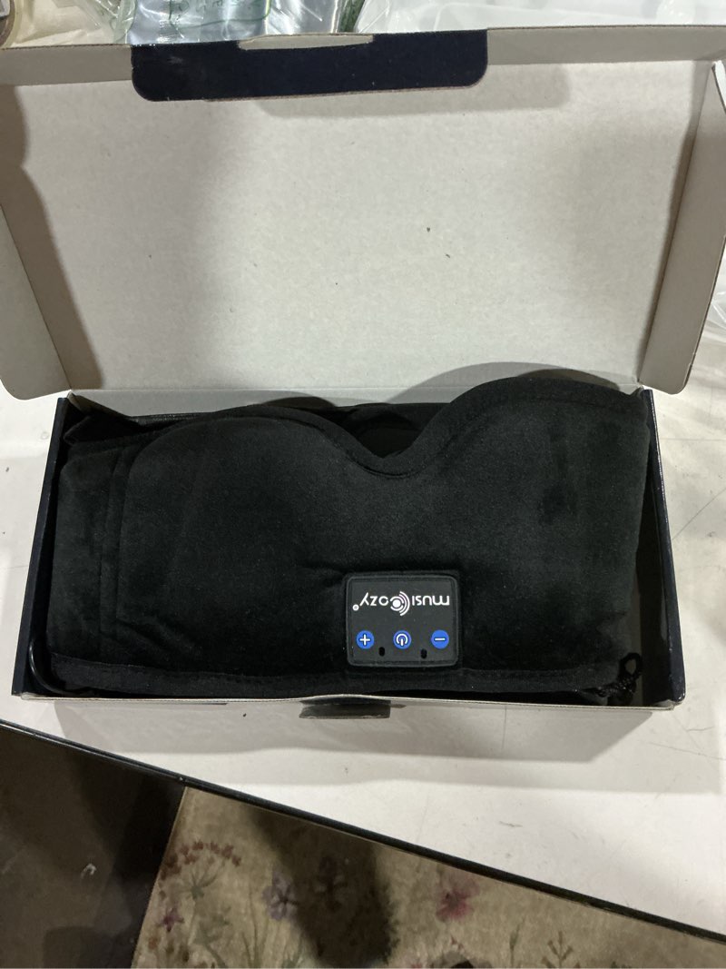 Condition photo showing Good Condition for musicozy sleep headphones, bluetooth 5.4 sleep mask headband headphones sleeping eye mask, wireless music earbuds earphones with hd stereo speakers for side sleepers, cool gadgets unique gift black