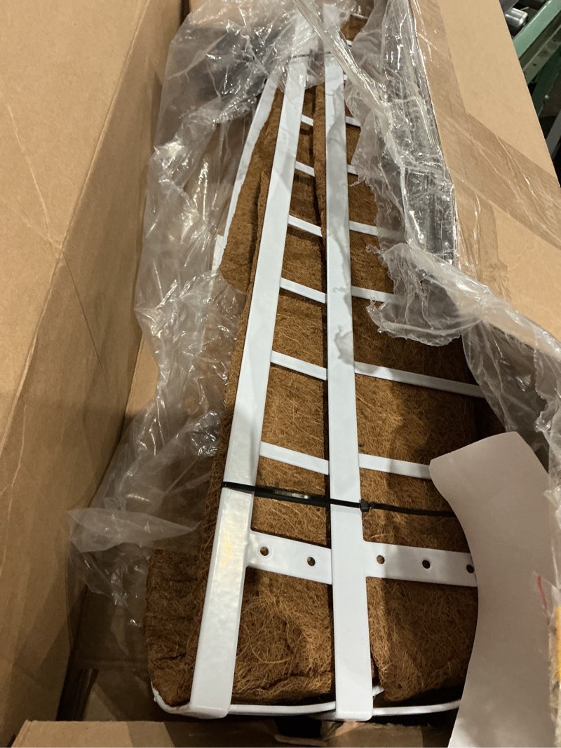 Condition photo showing As Is for lalagreen outoor planter boxes (30 inch, 2 pack) white metal deck railings flower box with coco liners, rectangular hanging planters for window plant horse trough fence balcony garden herb porch patio 30" (76cm) x 2 pack