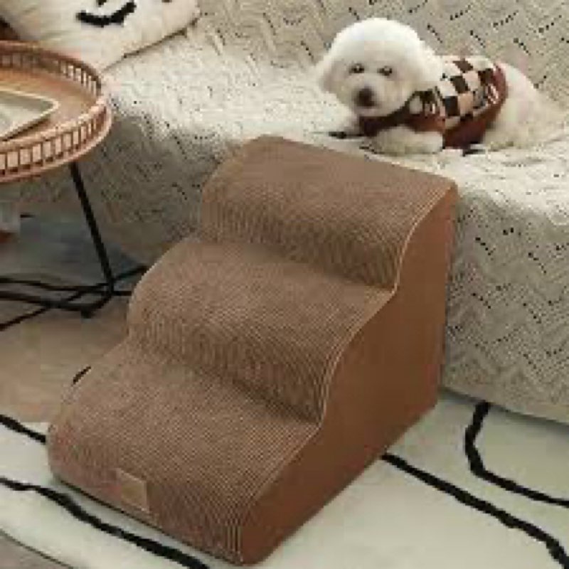 3 Tiers Foam Dog Stair, Light greey