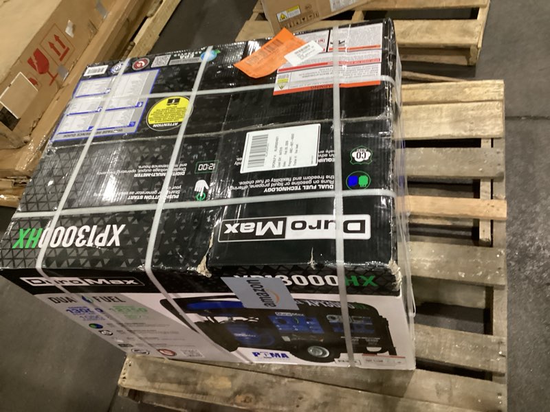 Condition photo showing New/Like New for DuroMax XP13000HX Dual Fuel Portable Generator - 13000 Watt Gas or Propane Powered - Electric Start w/ CO Alert, 50 State Approved, Blue