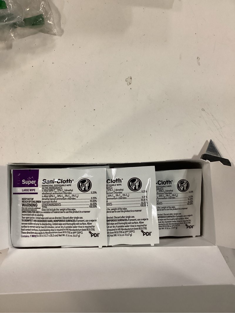 Condition photo showing New/Like New for PDI Super Sani-Cloth Germicidal Disposable Wipe, Large, Individual, 5" x 8"