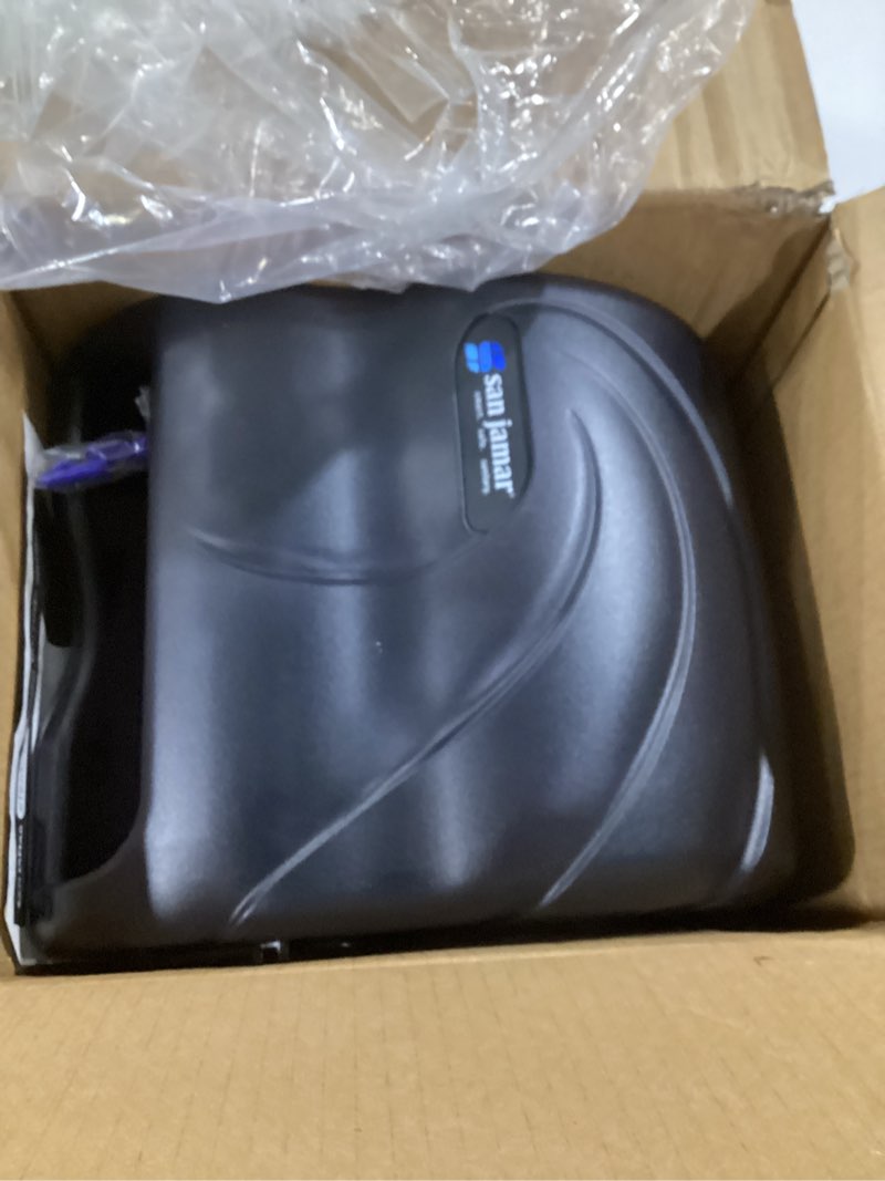 Condition photo showing Good Condition for San Jamar Oceans Element Paper Towel Dispenser Fits All Core Sizes with Lever for Bathroom, Kitchens, and Restaurants, Plastic, 8.5 x 12.5 x 12.75 Inches, Black Pearl