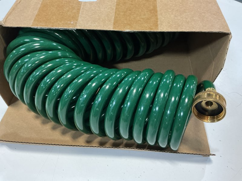Condition photo showing Good Condition for therwen 75.5ft recoil garden hose, self-coiling lightweight water hose with 3/4'' brass connector and 7-pattern spray nozzle, kink-free spiral hoses for rv, boat, balcony and car washing green 75.5 ft 7 pattern