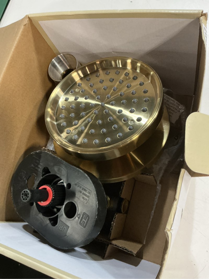 Condition photo showing As Is for allen + roth harlow brushed gold 2-handle 6-in round bathtub and shower faucet with valve (single function)