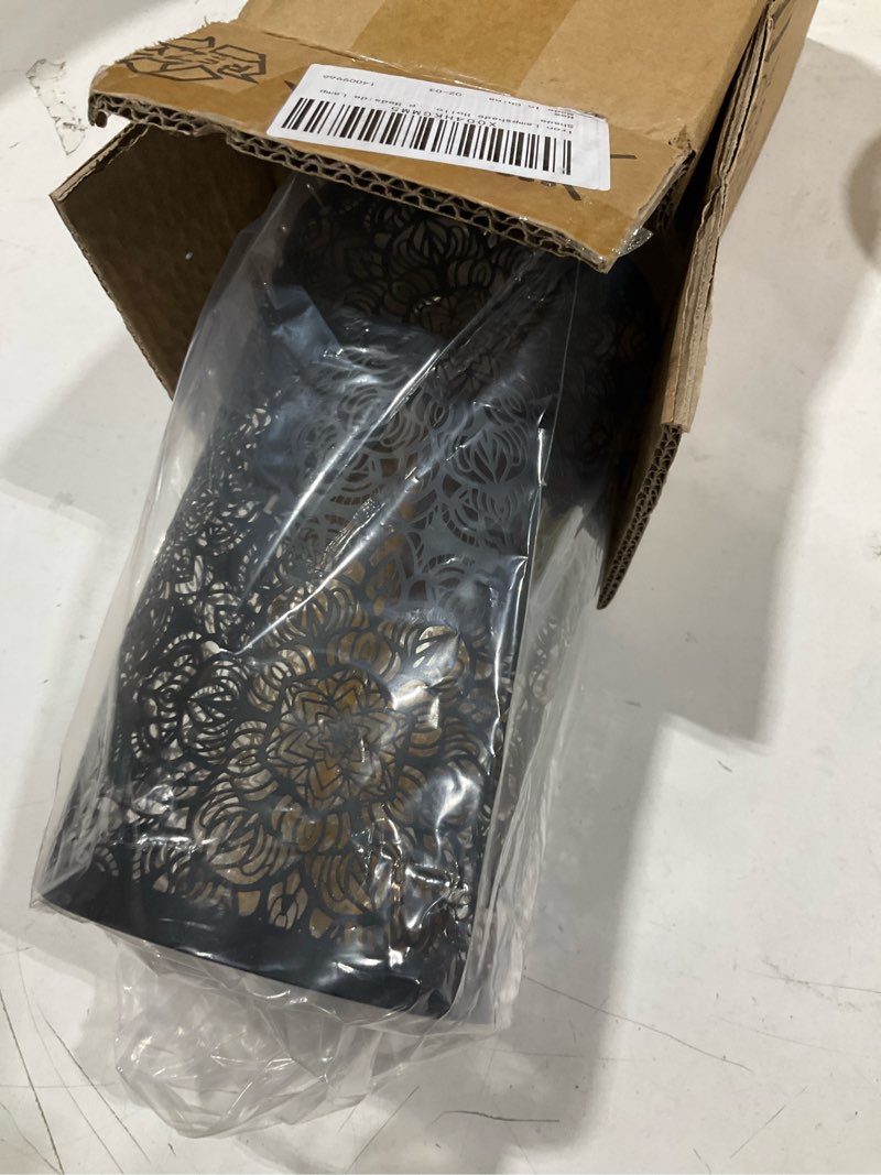 Condition photo showing Good Condition for kallory hollow carved metal lampshade iron lamp cover decorative tabletop bedside lamp shade 7.87x4.72x4.72in elegant light diffuser for living room bedroom flower carved