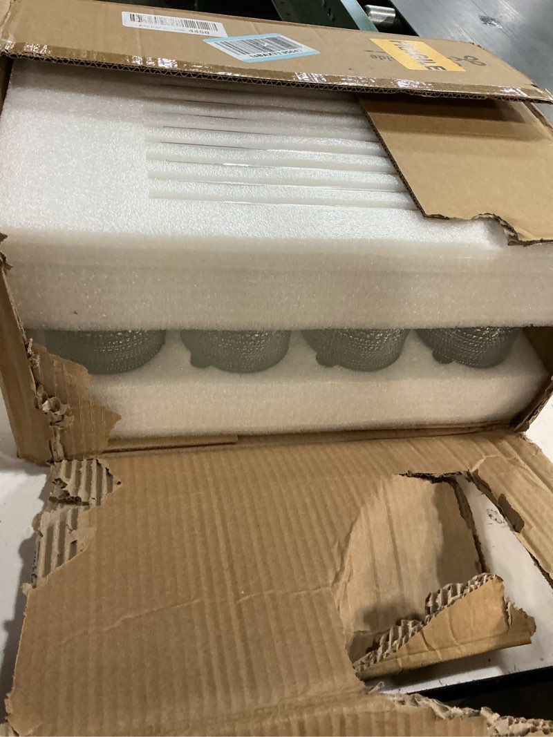 Condition photo showing New/Like New for upgraded large capacity 16 oz/480 ml hobnail glasses drinking set of 12 - heavy vintage glassware