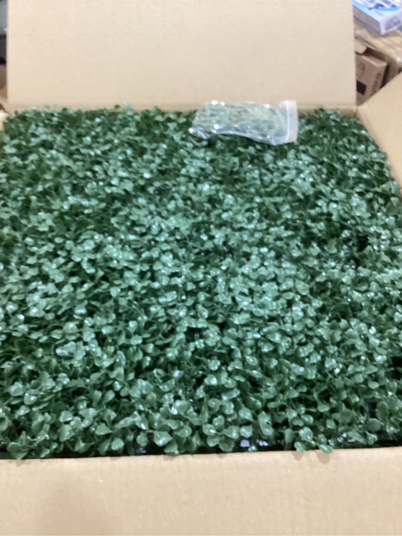 Condition photo showing Good Condition for flybold Grass Wall Panels 20? × 20? (6 Pack) – UV-Protected Artificial Boxwood Hedge Greenery Backdrop Covers 16.66 sq ft, Indoor/Outdoor Privacy Fence Screen, Zip Ties & Spare Leaves Included