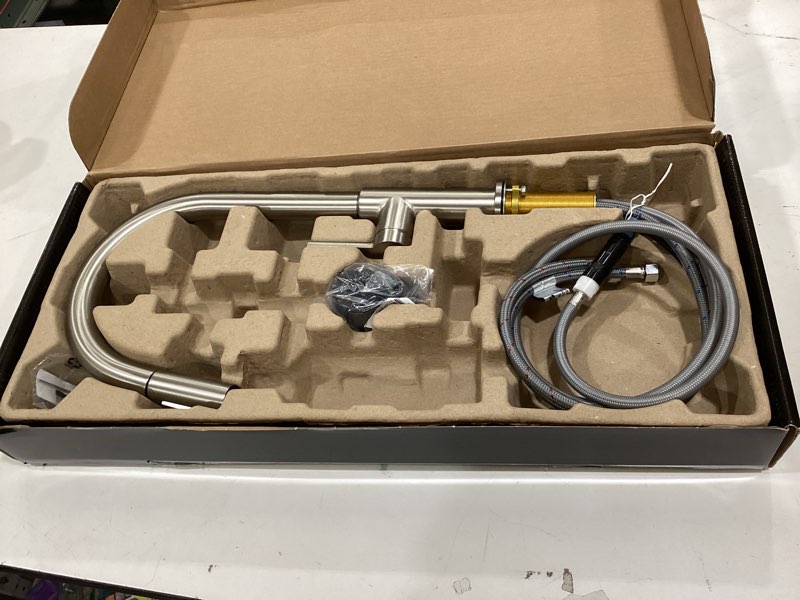 Condition photo showing As Is for Kraus KPF-2820SFS Oletto Single Handle Pull-Down Kitchen Faucet, 17 Inch, Spot Free Stainless Steel