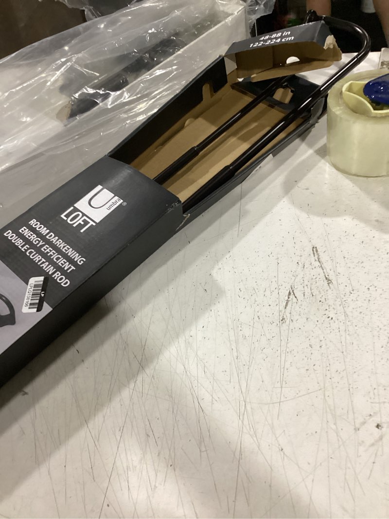 Condition photo showing As Is for loft by umbra dusk double curtain rod bronze: adjustable steel 1 piece