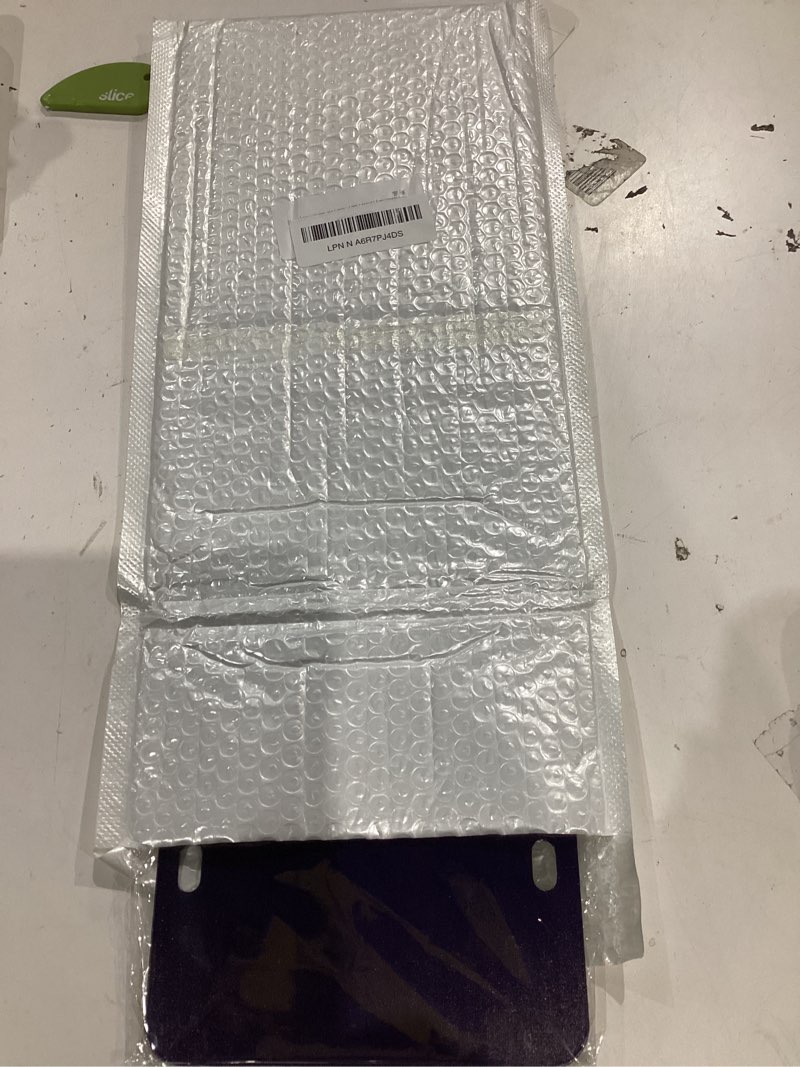 Condition photo showing As Is for American Flag License Plate, Black Front Flag License Plates with 4 Holes,Novelty Vintage Aluminum Metal 3D Embossed US License Plate with Screws Caps, 6 * 12 inches