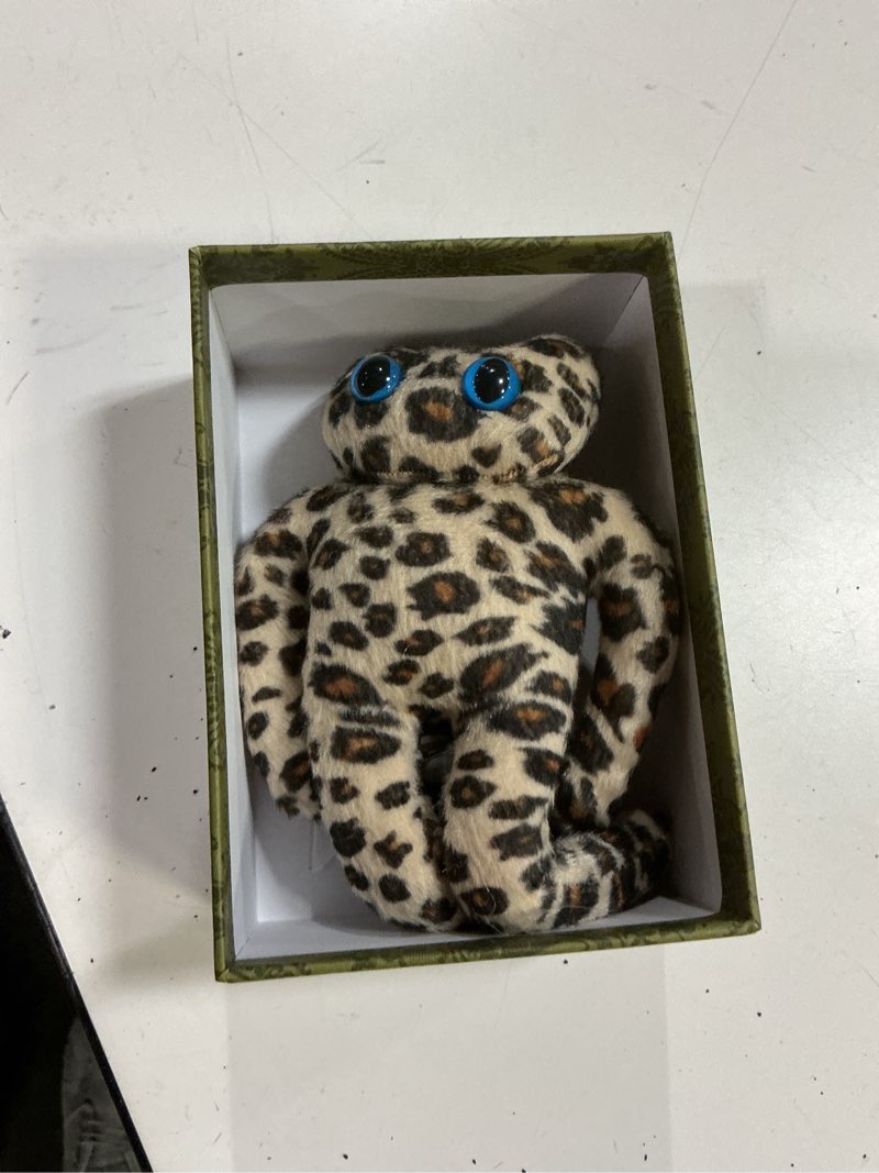 Condition photo showing New/Like New for Handmade Leopard Print Cat Stuffed Animal for Collection with Keychain Bag Charm Hanging Ornament Keyring Car Rear View Mirror Home Decoration